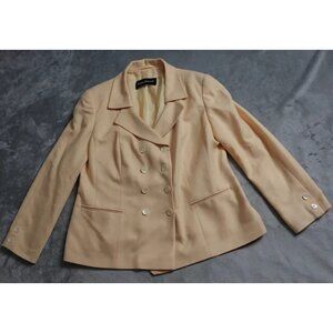 Louis Feraud Blazer Jacket Women's Size 14 Yellow Double Breasted Vintage